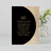 Moderne Simple Black- en White Gold-monogram Folie Uitnodiging (Staand Voorkant)