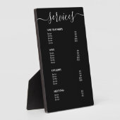 Moderne Simple Black Salon Price List Service Menu Fotoplaat (Zijkant)