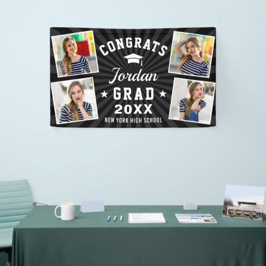 Moderne Simple Black White Graduation Party 4 FOTO Spandoek (Beurs)