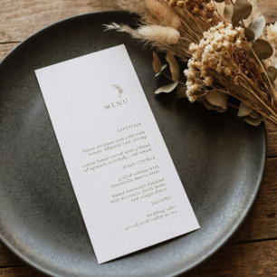 Moderne Simple Blanc Or Olive Branch Menu Mariage