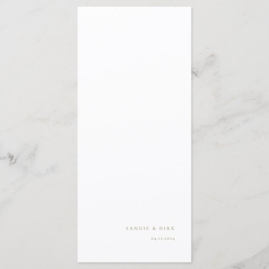 Moderne Simple Blanc Or Olive Branch Menu Mariage (Dos)