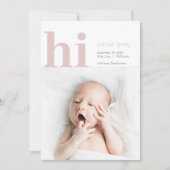 Moderne simple Bonjour bébé fille Faire-part de na (Devant)