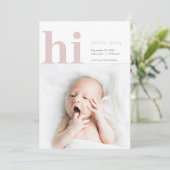 Moderne simple Bonjour bébé fille Faire-part de na (Debout devant)