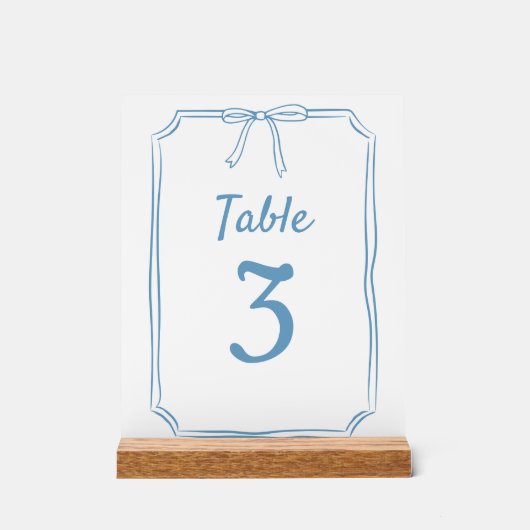 Moderne simple Bow Mariage Dusty Blue Numéro de ta (Recto)