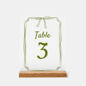 Moderne simple Bow Mariage Olive Green Numéro de t (Recto)