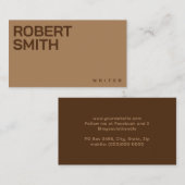 Moderne Simple Brown et Carte de visite Tan (Devant / Derrière)