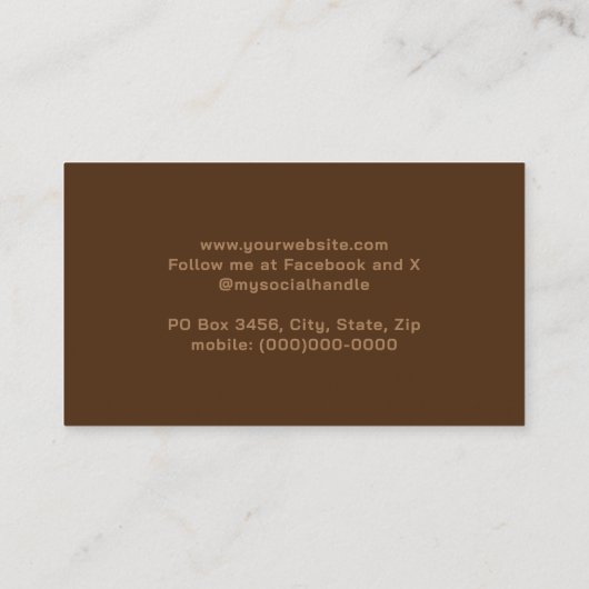 Moderne Simple Brown et Carte de visite Tan (Dos)
