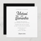 Moderne Simple Calligraphy Script Wedding Invitati Kaart (Voorkant / Achterkant)