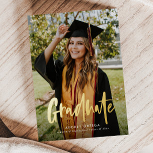 Moderne Simple Calligraphy Two Photo Afstuderen Folie Uitnodiging