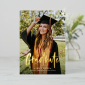 Moderne Simple Calligraphy Two Photo Afstuderen Folie Uitnodiging (Staand Voorkant)