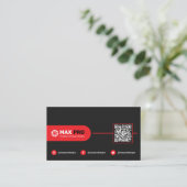 Moderne Simple Carte de Visite Entreprise Noir & R (Debout devant)