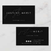 Moderne Simple Cartes de visite noir et blanc (Devant / Derrière)