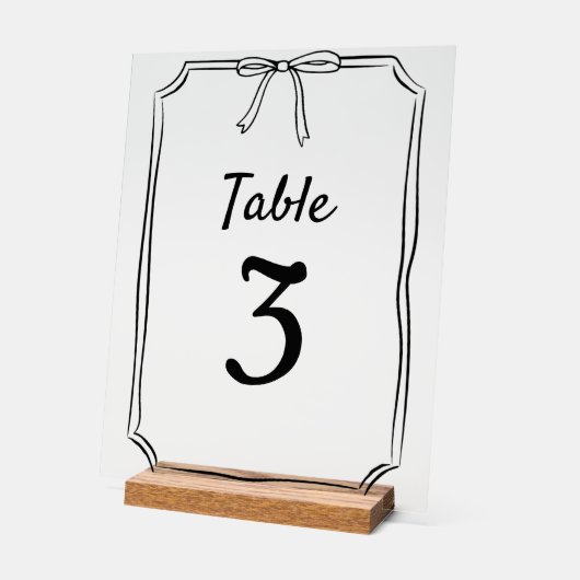 Moderne Simple Chic Bow Mariage Numéro de table (Angle)