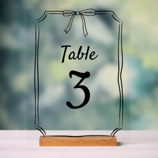 Moderne Simple Chic Bow Mariage Numéro de table (Neutre)