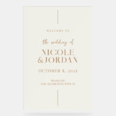 Moderne simple chic ivoire et Mariage tan accueil (Recto)