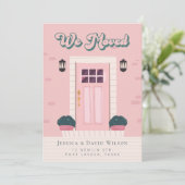 Moderne Simple Chic Porte Rose Faire-part de dépla (Debout devant)