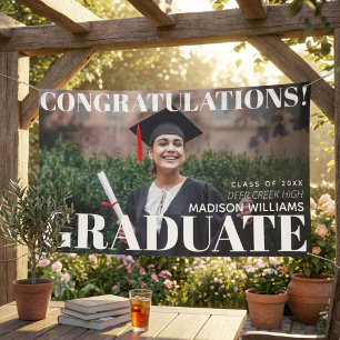 Moderne Simple Congrats Afstuderen Foto Spandoek