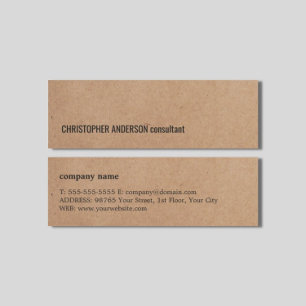Moderne Simple Cool Kraft Paper Consultant Mini Visitekaartje