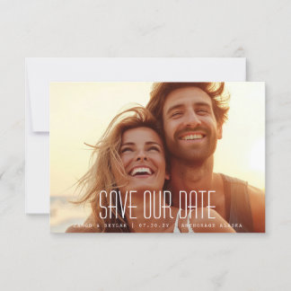 Moderne Simple Dashed Photo Save The Date