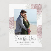 Moderne Simple Dusty Roos Floral Photo QR Code Briefkaart (Voorkant)