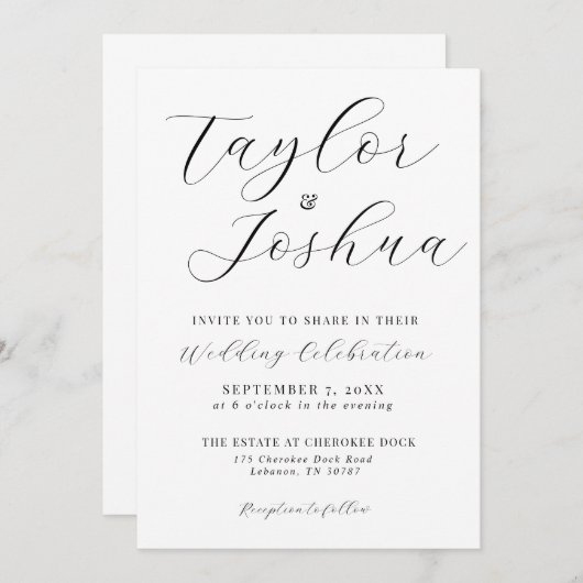 Moderne simple Faire-part de mariage de calligraph (Devant / Derrière)