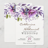 Moderne simple Faire-part de mariage florale (Devant / Derrière)