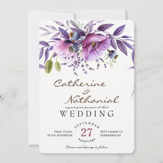 Moderne simple Faire-part de mariage florale (Devant)