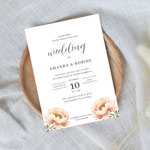 Moderne simple Faire-part de mariage florale de pi