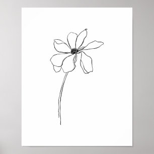 Moderne Simple Flowers Line Art Poster