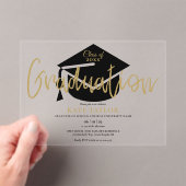Moderne Simple Gold Script Graduation Party Acryl Uitnodigingen (Insitu (Draagbaar))