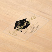 Moderne Simple Gold Script Graduation Party Acryl Uitnodigingen (Laagn)