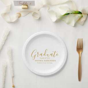 Moderne Simple Gold Script Graduation Party Papieren Bordje