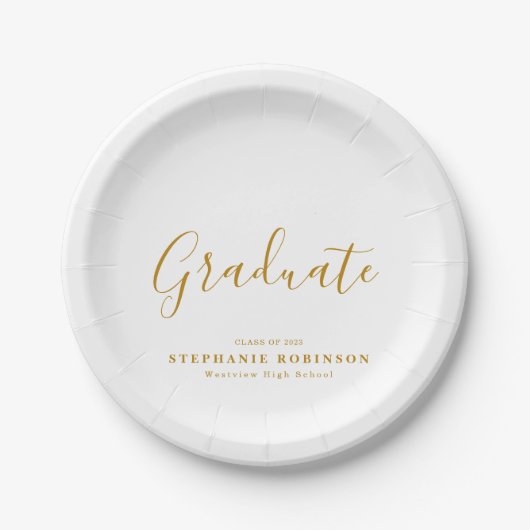 Moderne Simple Gold Script Graduation Party Papieren Bordje (Voorkant)