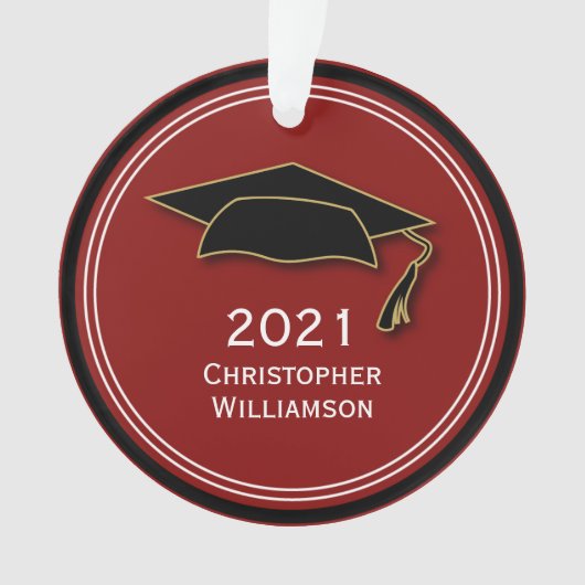 Moderne Simple Graduation Cap Class of 2021 Ornament (voorkant)