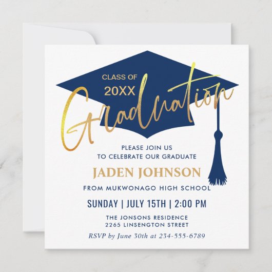 Moderne Simple Graduation Party QR code Invitation (Devant)