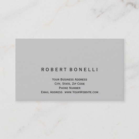 Moderne Simple Grey Color Consultant-Visitekaartje Visitekaartje (Voorkant)