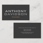 Moderne simple Gris Gras Gras Carte de visite text (Devant / Derrière)