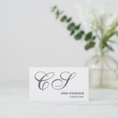 Moderne simple gris Monogramme blanc Carte de visi (Debout devant)