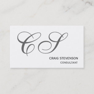 Moderne simple gris Monogramme blanc Carte de visi