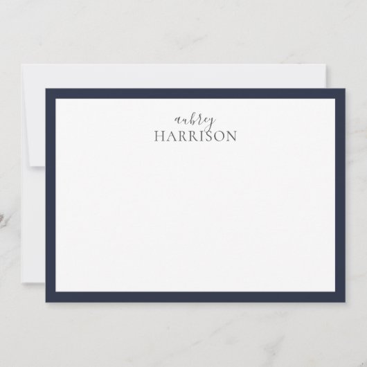Moderne Simple Handwriting Name Navy Blue Notitiekaartje (Voorkant)