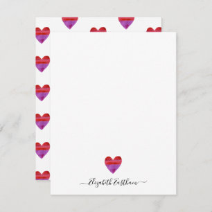 Moderne Simple Heart Script Note Card Notitiekaartje