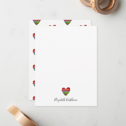 Moderne Simple Heart Script Note Card Notitiekaartje (Voorkant / Achterkant in situ)