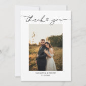 Moderne Simple Heart Script Weduwfoto Bedankkaart (Voorkant)