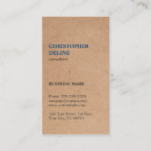 Moderne Simple Kraft Cardboard Blue Consultant Visitekaartje (Voorkant)