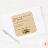 Moderne Simple Kraft Paper Beige Logo Sjabloon Vierkante Sticker (Envelop)