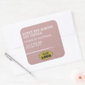 Moderne Simple Kraft Paper Lila Rosé Logo Sjabloon Vierkante Sticker (Envelop)