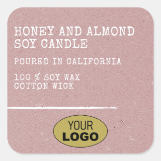 Moderne Simple Kraft Paper Lila Rosé Logo Sjabloon Vierkante Sticker