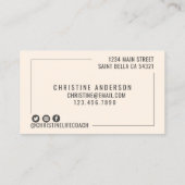 Moderne Simple Life Coach Personal Trainer | Crème Visitekaartje (Achterkant)