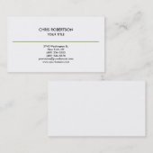 Moderne simple ligne verte Carte de visite blanc (Devant / Derrière)