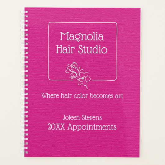 Moderne Simple Magenta Magnolia Logo Hair Studio Planner (Voorkant)